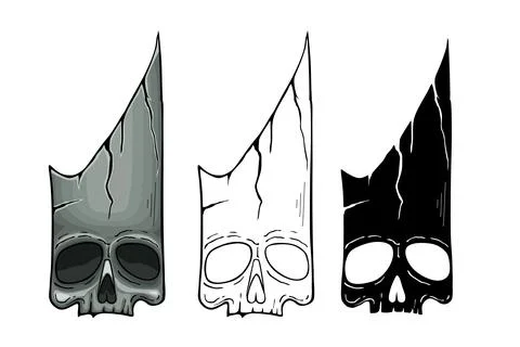 Abstract art stone skull on isolated white background Stock Illustration