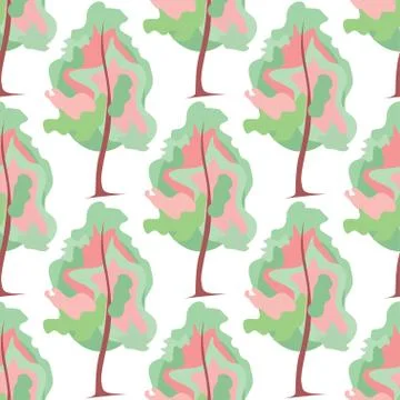 Abstract art tree seamless pattern Stock Illustration