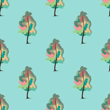 Abstract art tree seamless pattern Stock Illustration