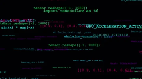 Abstract Artificial Intelligence and Machine Learning Code Animation Stock Footage 341416192