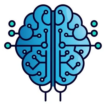 Abstract Artificial Intelligence Brain Icon on White Background Stock Illustration