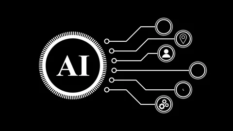 Abstract artificial intelligence concept animation. White line artificial i.. Видео 335949463