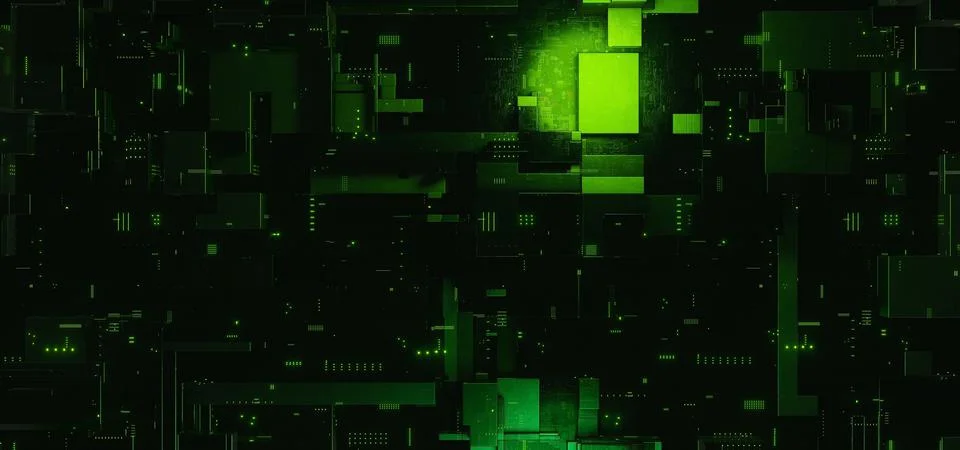 Abstract Artificial Intelligence Cubes Or Blocks Calm Green Colors Abstract B 스톡 일러스트