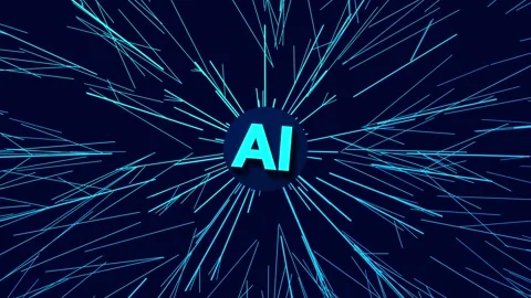 Abstract Artificial Intelligence Network Core with Glowing Light Rays and P.. Stock Footage 346397385
