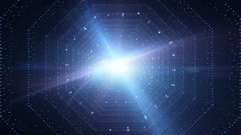 Abstract artificial intelligence supersonic loop particles with light Stock Footage 337569253