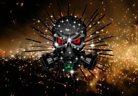 Abstract artistic 3d computer generated illustration of a dangerous mask back Stock Illustration