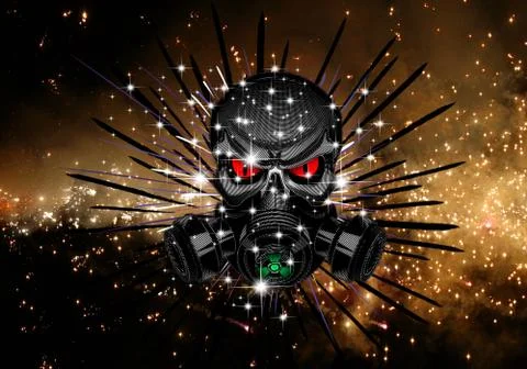 Abstract artistic 3d computer generated illustration of a dangerous mask back Stock Illustration