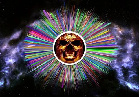 Abstract artistic 3d computer generated illustration of a multicolored rays w Stock Illustration