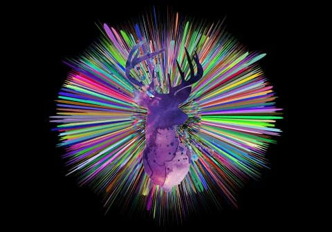 Abstract artistic 3d computer generated illustration of a multicolored rays w Stock Illustration