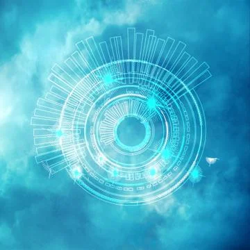 Abstract Artistic 3d Illustration Of A Data Visualization In A Cloudy Backgro Stock Illustration