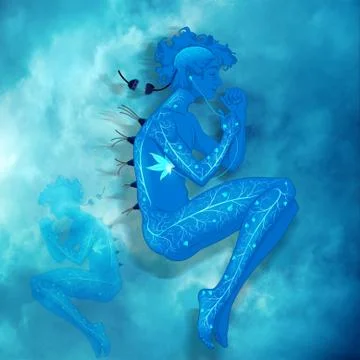 Abstract Artistic 3d Rendering Illustration Of A Sleeping Artificial Intellig Stock Illustration
