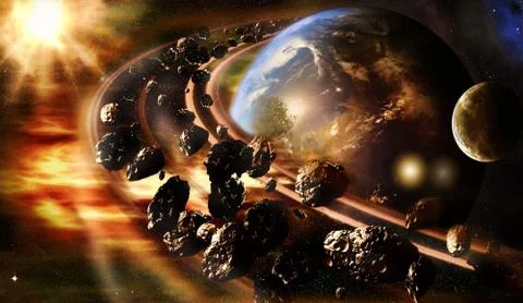 Abstract Artistic 3d Rendering Illustration Of Planet Earth With A Glowing Ro Stock Illustration