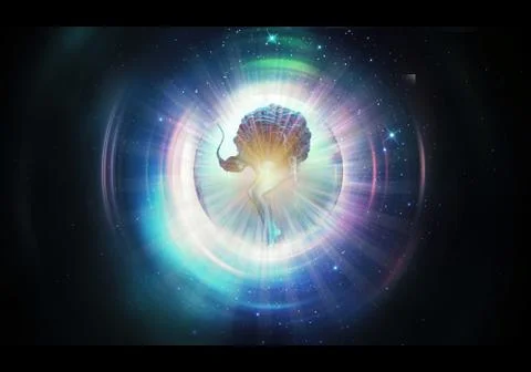 Abstract Artistic 3d rendering illustration of a unique yoga meditation in so Stock Illustration