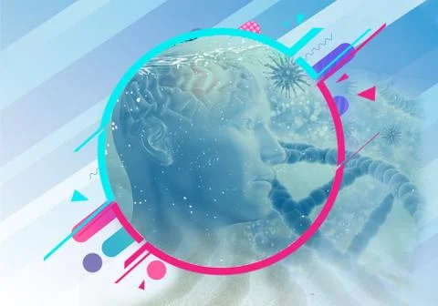 Abstract Artistic Artificial Intelligence Concept Art With DNA Stock Illustration