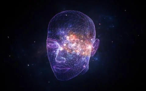 Abstract Artistic Artificial Intelligence Interface In A Nebula Background Illustrazione stock