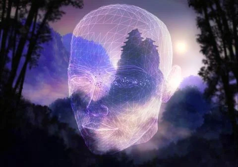 Abstract Artistic Artificial Intelligence Interface In A drawing natural Back Stock Illustration