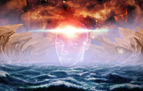 Abstract Artistic Artificial Intelligence Interface In A drawing natural Back Illustrazione stock