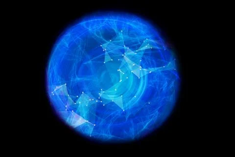 Abstract Artistic Connected Network of an Energy on a black background Stock Illustration