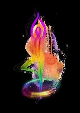 Abstract artistic dimensional line shape of a woman in a yoga position Stock Illustration