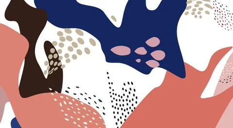 Abstract artistic geometric pattern with blots. Organic chaotic flowing shape Stock Illustration