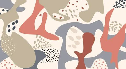 Abstract artistic geometric pattern with blots. Organic chaotic flowing shape Illustrazione stock