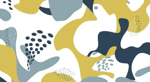 Abstract artistic geometric pattern with blots. Organic chaotic flowing shape Stock Illustration