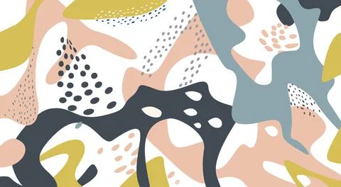 Abstract artistic geometric pattern with blots. Organic chaotic flowing shape Stock Illustration