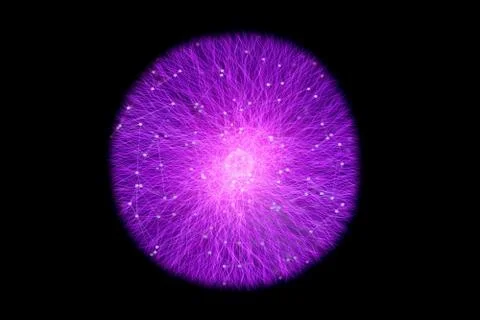 Abstract Artistic Glowing Connected Network on a black background Stock Illustration