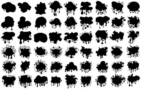 Abstract artistic ink splatter paint splatter, drops, dots, wet dye prints. Stock Illustration