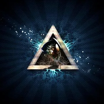 Abstract Artistic Modern Digital Triangle Artwork On Colorful Rays Stock Illustration