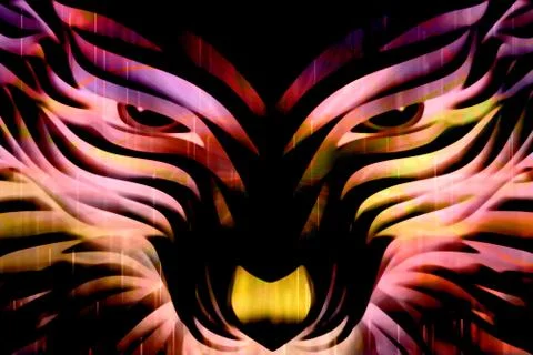 Abstract Artistic Multicolored Digital Powerful Glowing Wolf Stock Illustration