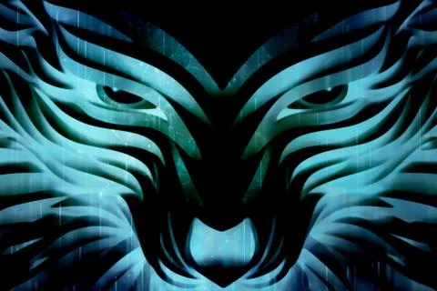 Abstract Artistic Multicolored Digital Smooth Powerful Wolf Stock Illustration