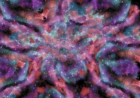 Abstract artistic multicolored unique nebula galaxy artwork background Stock Illustration