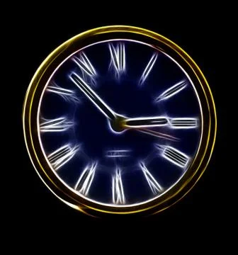 Abstract artistic neon clock representation Stock Illustration