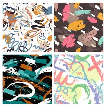 Abstract Artistic Seamless Pattern Set Stock Illustration