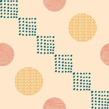 Abstract artistic seamless repeat pattern with hand drawn textures. Modern de イラスト素材