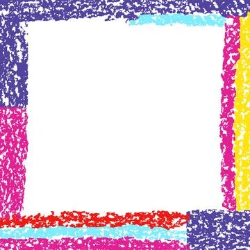 Abstract artistic square banner or frame background. Crayon hand drawn Illustrazione stock