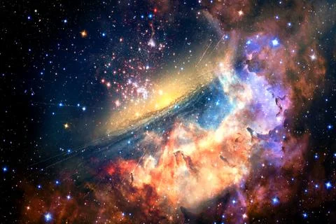 Abstract Artistic Unique Glowing Multicolored Galaxy in outer space Stock Illustration