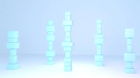 Abstract artwork of 3d rendered blue boxes in multiple stacks Stock Illustration