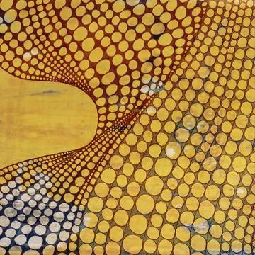 Abstract artwork featuring a dense pattern of golden yellow polka dots Stock Illustration