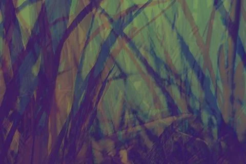 Abstract artwork featuring intertwined purple and green brushstrokes. The o.. Stock Illustration