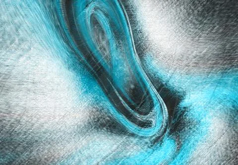Abstract artwork featuring swirling blue shapes against a textured silver-g.. Stock Illustration