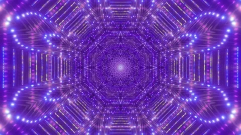 Abstract artwork glowing dots design tunnel 3d illustration visual dj loop Stock Footage 146534002