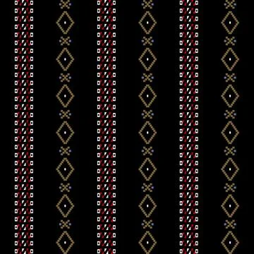 Abstract artwork with red, white, and blue pattern lines on a black background Stock Illustration