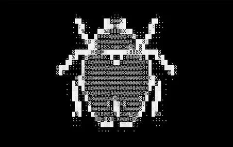 Abstract ASCII Art Style Software Bug Virus Icon Made of Code Characters and イラスト素材