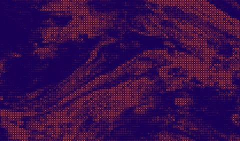 Abstract ascii big data ai background with computer code. Cyber technology Stock-Illustration