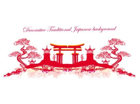Abstract asian landscape Stock Illustration