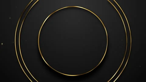 Abstract Asymmetrical Gold Framed Circles Particles Awards Background Loop Video stock 336651470