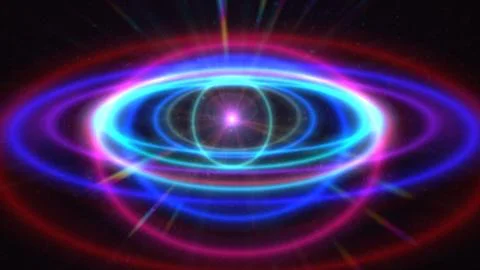 Abstract atom color rings background 스톡 일러스트