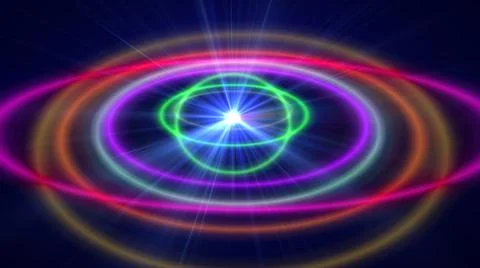 Abstract atom color rings background Stock Illustration